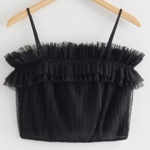 & Other Stories Women’s Black Ruffled Edge Bustier Top